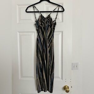BCBGMaxAzria Black Striped Spaghetti Strap Maxi Dress